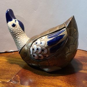 Tonala Brass and Ceramic Duck